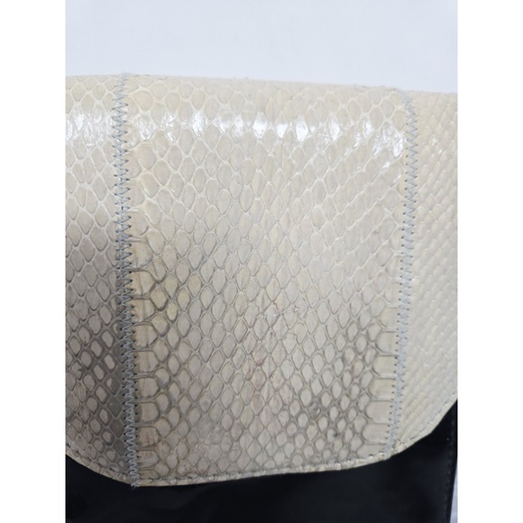 Vintage Morgan Taylor White Black Snakeskin Leather Bag Embellishment - Picture 3 of 10